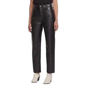 Agolde Women's Size 28 90s Pinch Waist Recycled Leather Blend Black Pants NEW